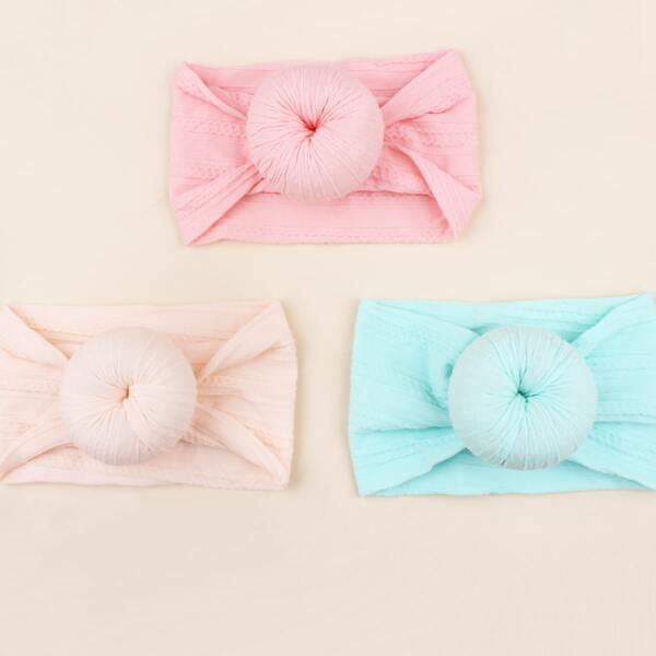 

3pcs Baby Plain Headband, Multicolor
