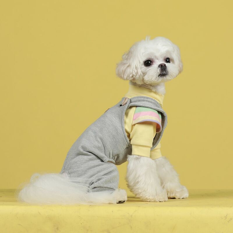 

Button Detail Dog Jumpsuit, Grey