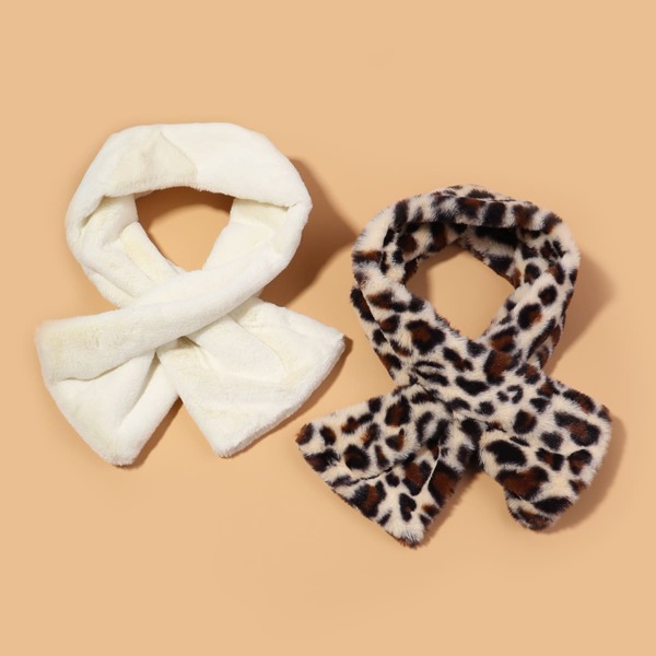 

2pcs Leopard Tippet Scarf, Multicolor