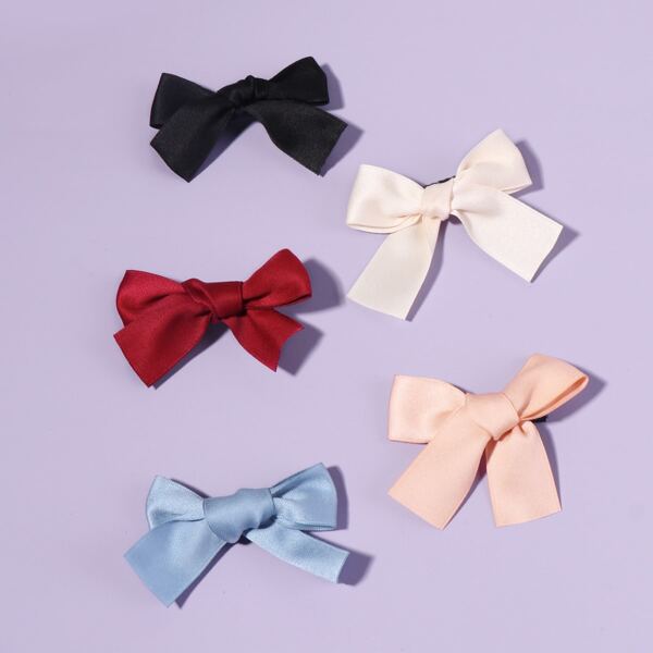 

5pcs Girls Bow Hair Clip, Multicolor