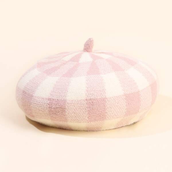 

1pc Plaid Beret, Multicolor