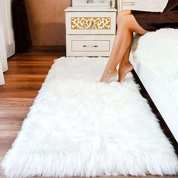 

Solid Color Plush Carpet, White