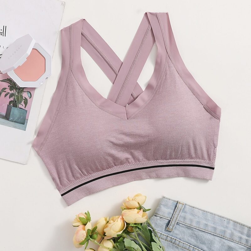 

Crisscross Back Sports Bra, Dusty pink