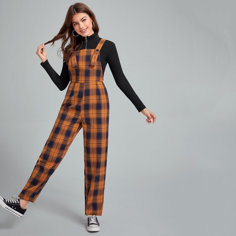 

Plaid Overall Jumpsuit, Multicolor