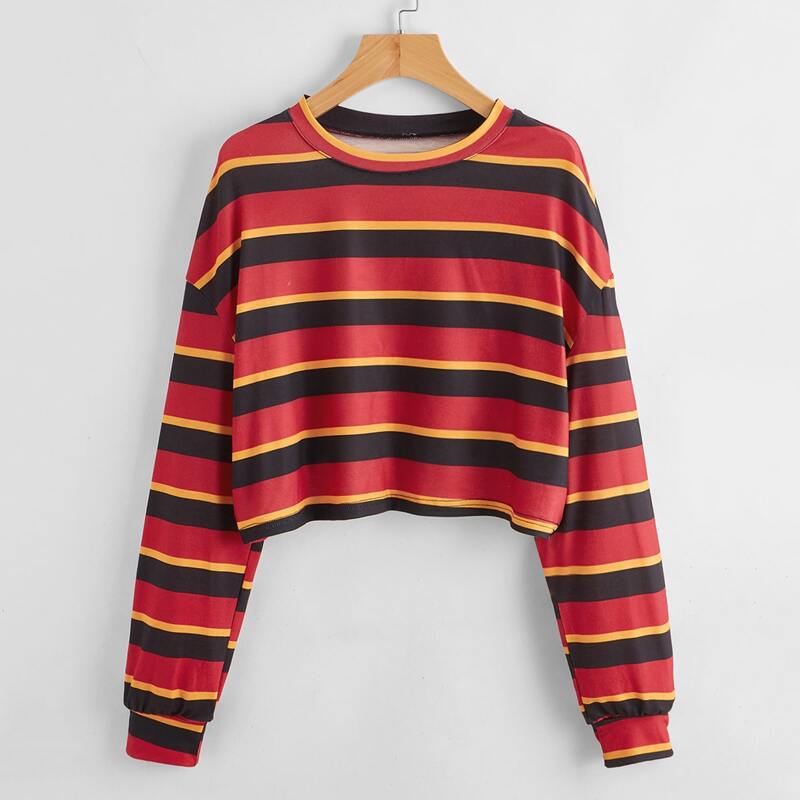

Drop Shoulder Striped Tee, Multicolor