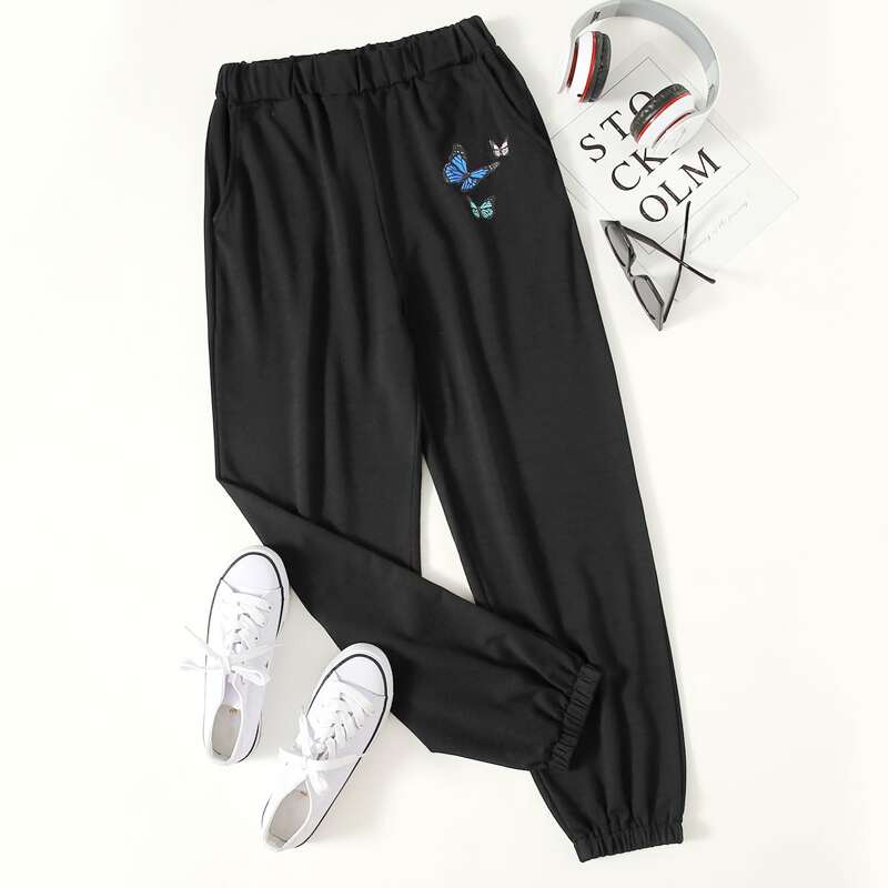 

Butterfly Graphic Sweatpants, Black