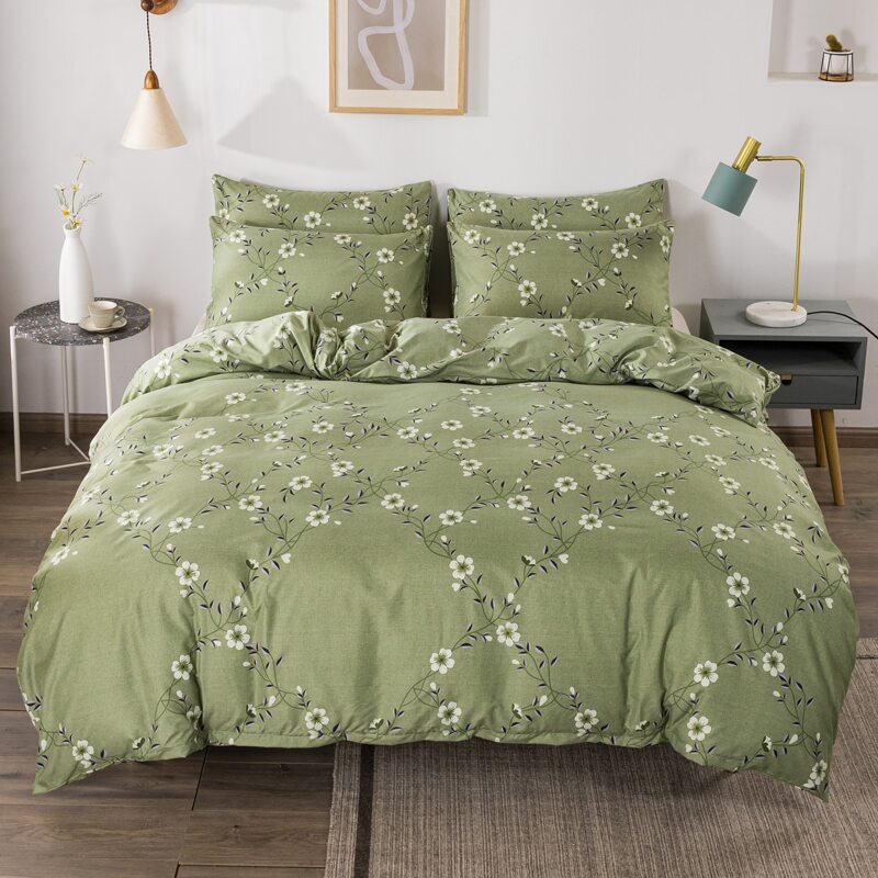

Flower Print Bedding Set Without Filler, Green