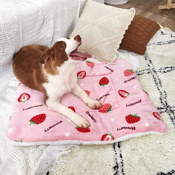 

Strawberry Pattern Dog Mat, Pink