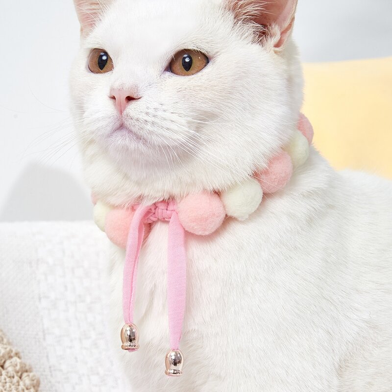 

Pom-pom Beaded Cat Necklace, Pink