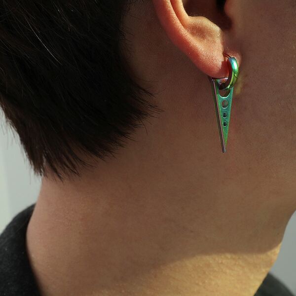 

1pc Men Geo Decor Earring, Multicolor
