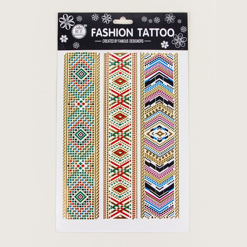

1sheet Geo Pattern Tattoo Sticker, Multicolor
