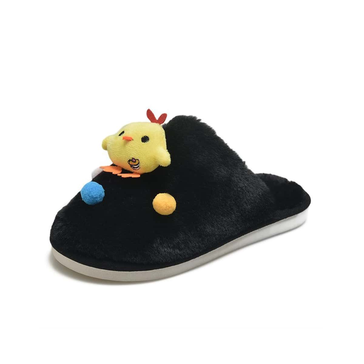 

Cartoon Duck Fluffy Slippers, Black