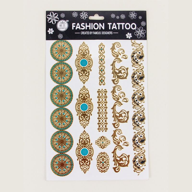 

1sheet Vintage Scroll Print Tattoo Sticker, Multicolor