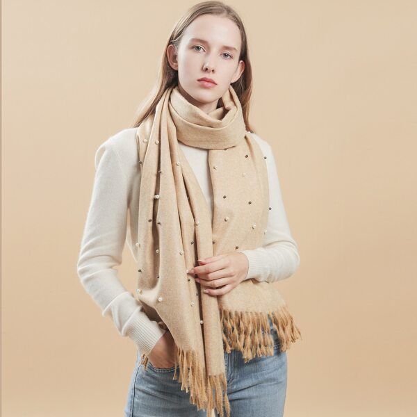 

Faux Pearl Decor Plain Scarf, Yellow