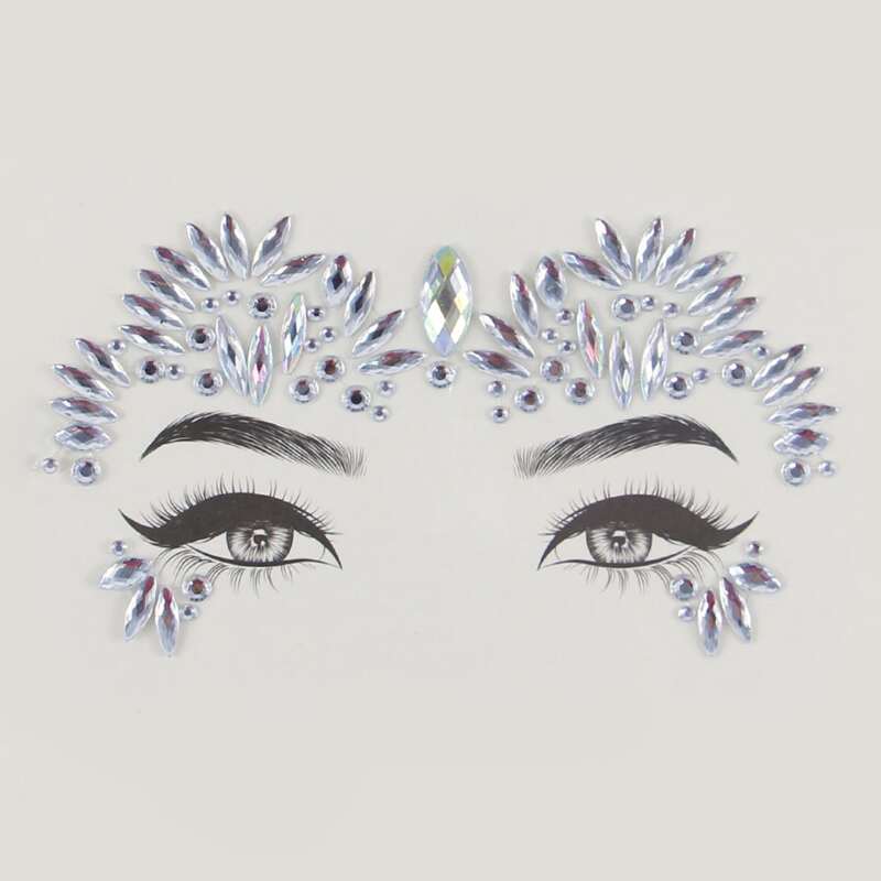

1sheet Water-drop Rhinestone Eye Tattoo Sticker, White