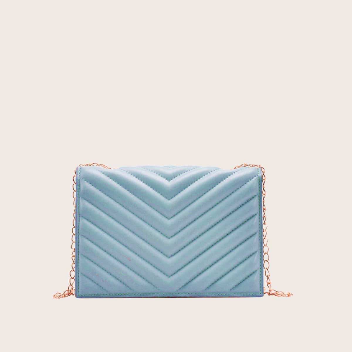 

Solid Chevron Chain Crossbody Bag, Baby blue