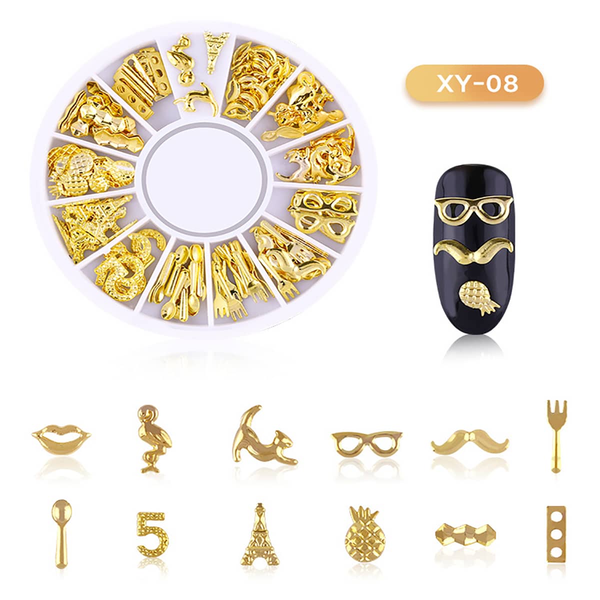 

1box Creativity Rivet Nail Art Decoration, Gold