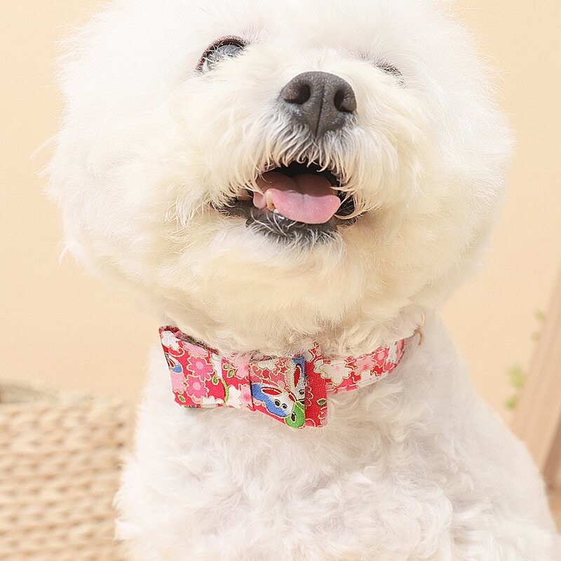 

Floral Bow Decor Dog Collar, Pink