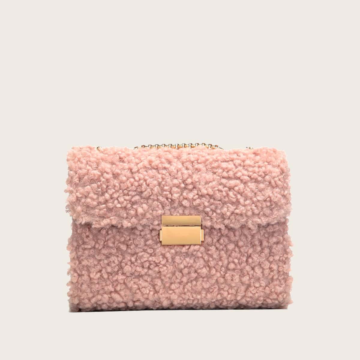 

Solid Teddy Crossbody Bag, Dusty pink