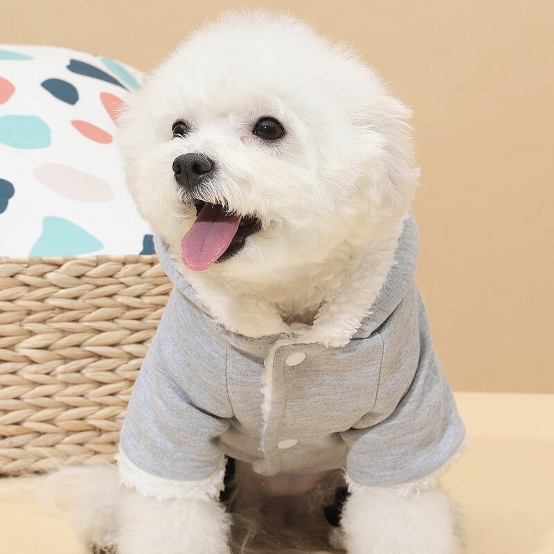 

Snap Button Hooded Dog Jumpsuit, Grey