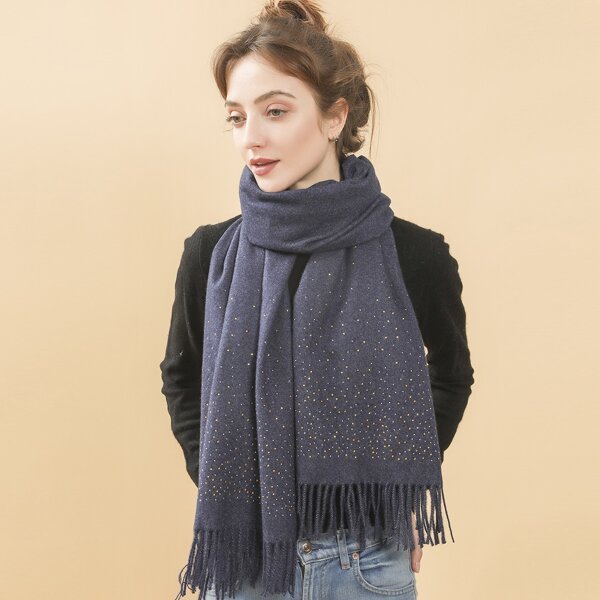 

Rhinestone Decor Scarf, Navy blue
