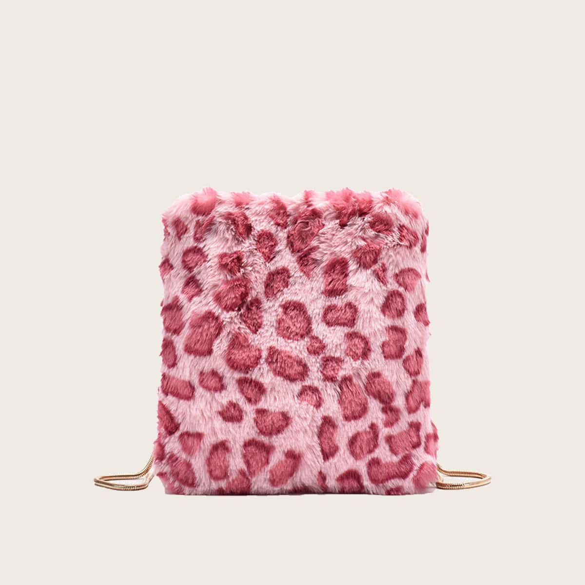 

Leopard Fluffy Crossbody Bag, Pink