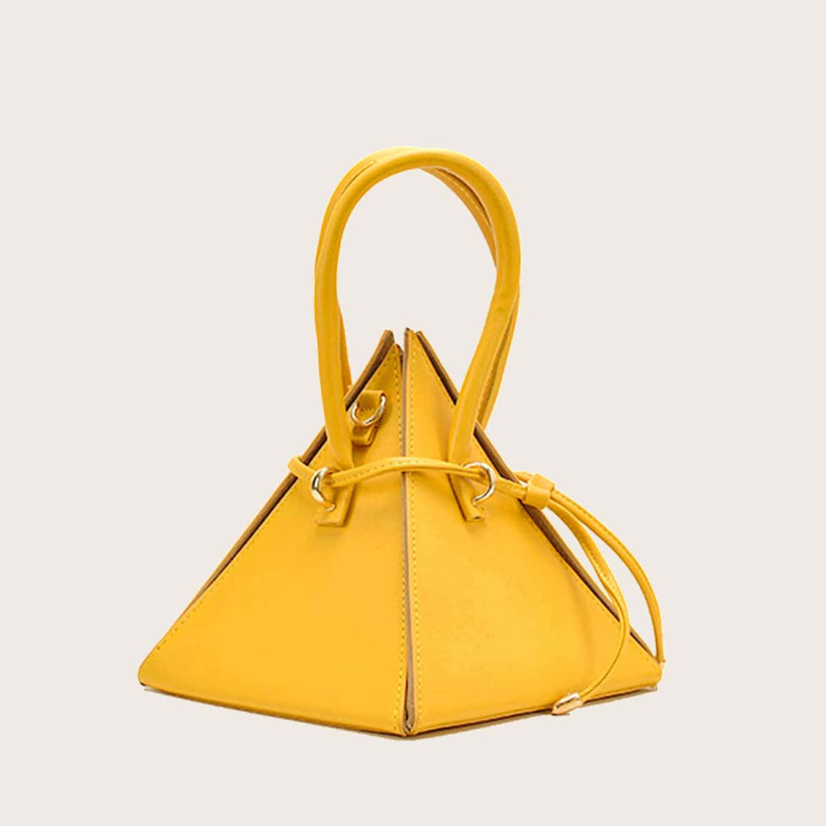 

Triangle Shaped Drawstring Satchel Bag, Yellow