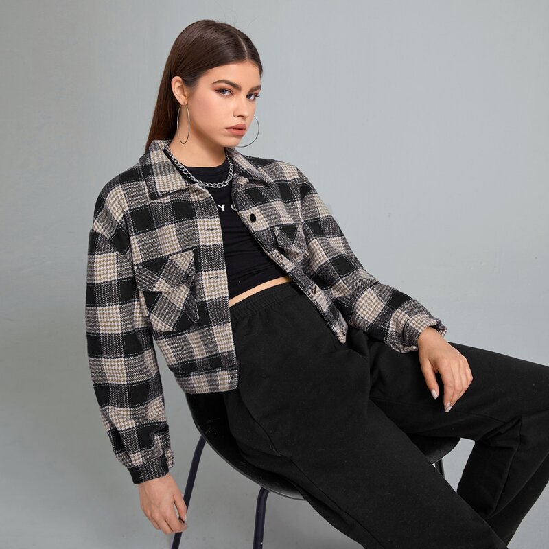 

Houndstooth Button Front Jacket, Multicolor