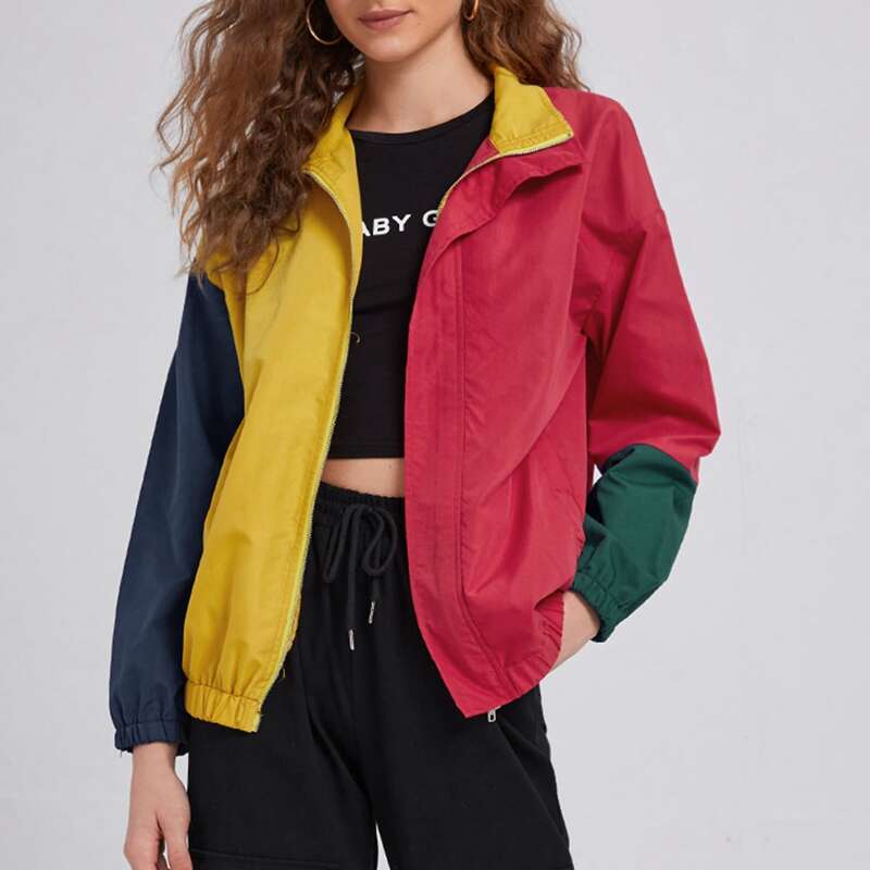 

Colorblock Windbreaker Jacket, Multicolor