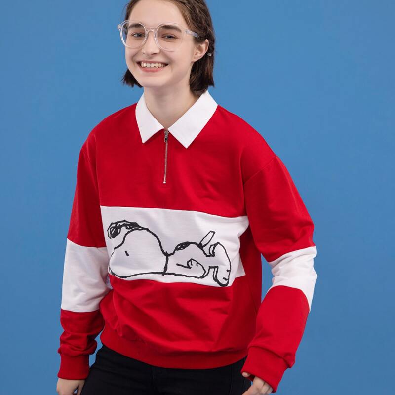 

Colorblock Sweatshirt, Red and white