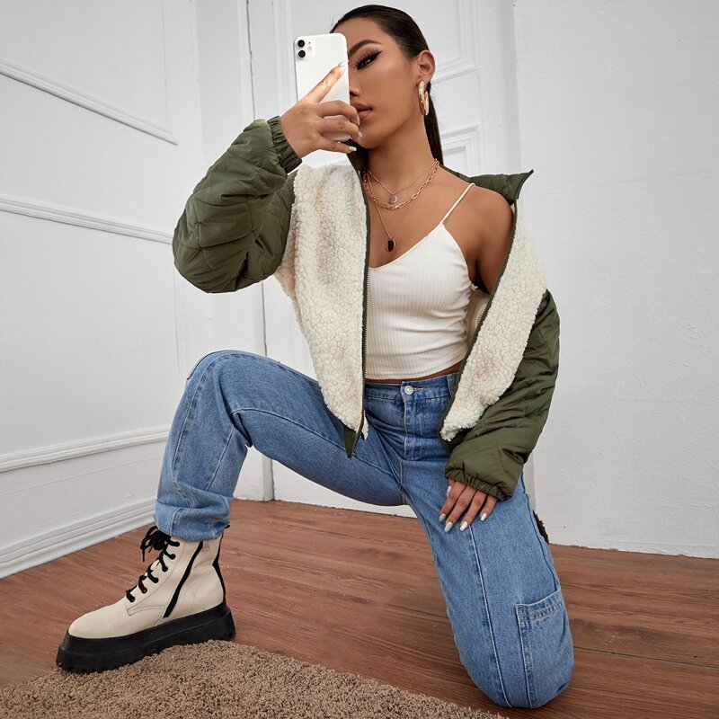 

Tow Tone Teddy Jacket, Beige
