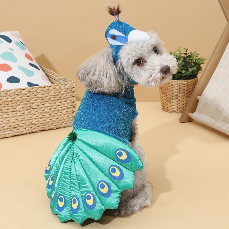 

Peacock Design Dog Costume, Blue