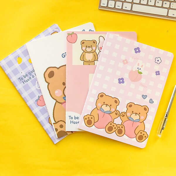 

1pack Bear Print Cover Random Notebook, Multicolor