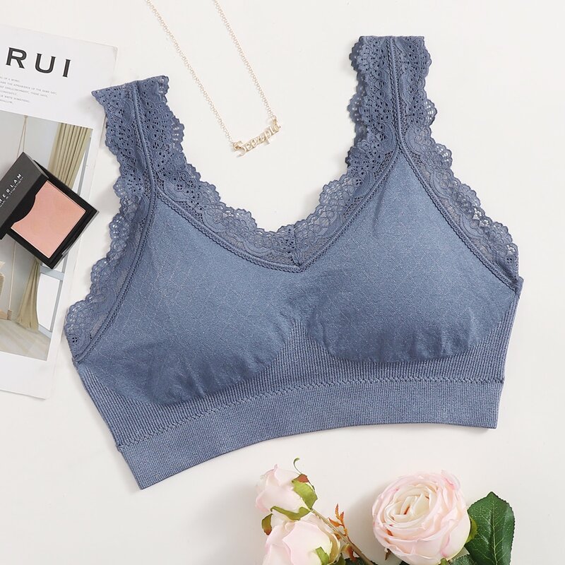 

Lace Trim Bralette, Blue