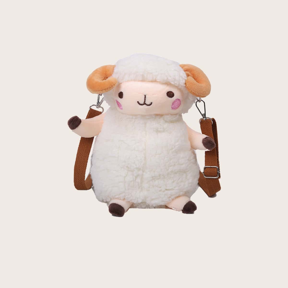 

Cartoon Sheep Teddy Crossbody Bag, White