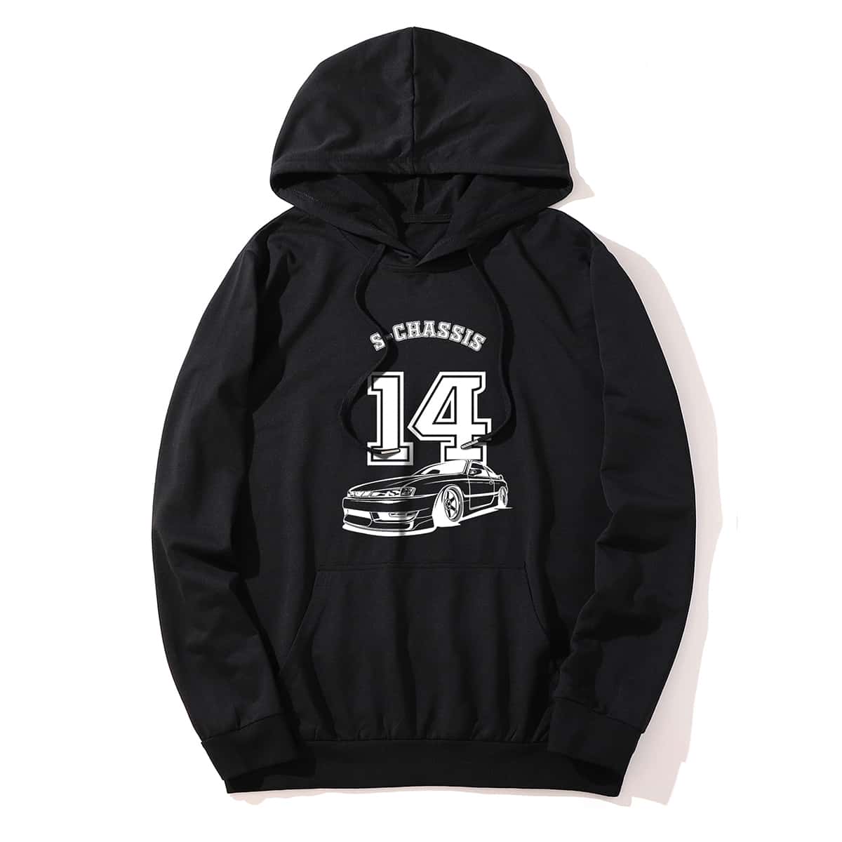 

Guys Kangaroo Pocket Letter Graphic Drawstring Hoodie, Black