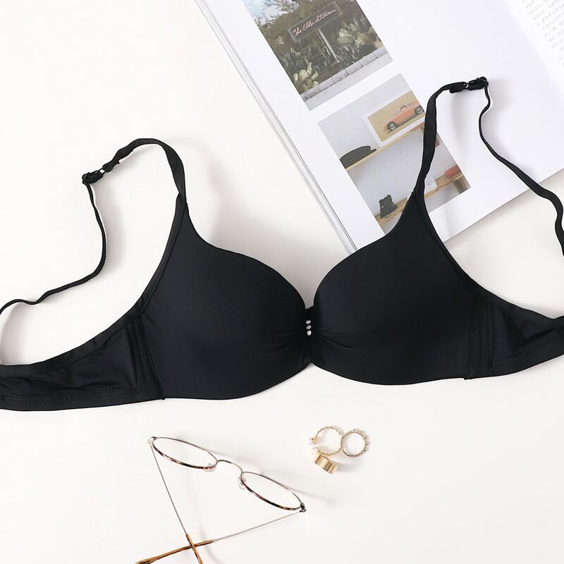 

Rhinestone Decor Underwire Bra, Black