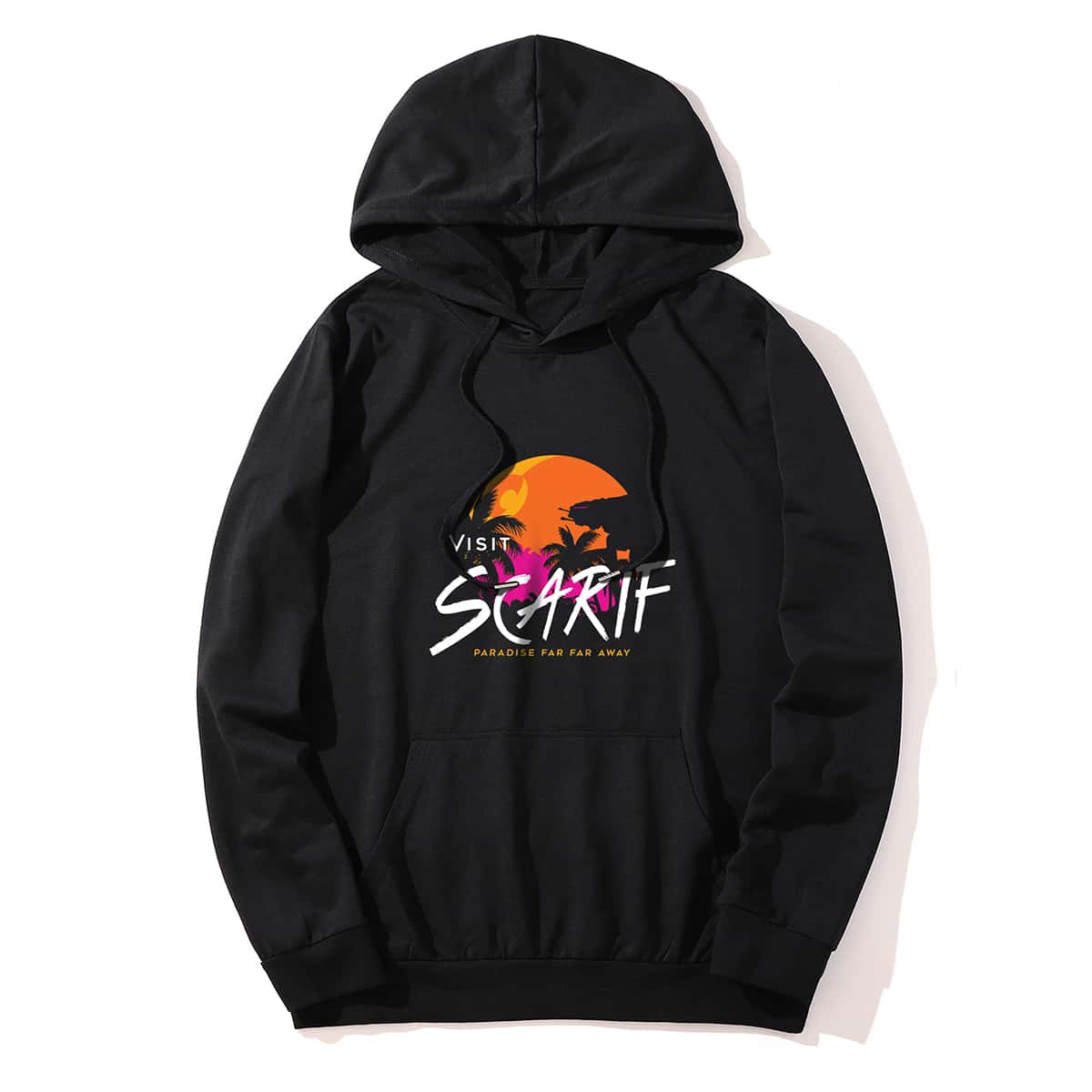 

Guys Kangaroo Pocket Letter Graphic Drawstring Hoodie, Black