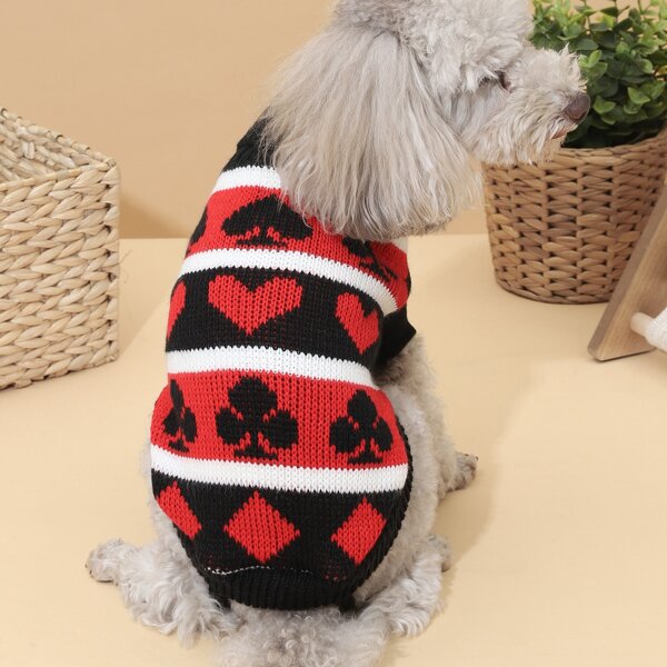 

Playing Card Pattern Dog Sweater, Multicolor