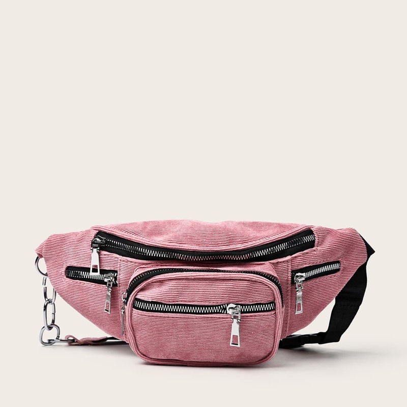 

Zip Corduroy Fanny Pack, Baby pink