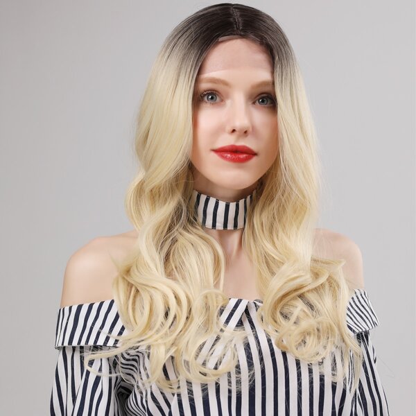 

Natural Long Curly Wig With Bangs, Gold