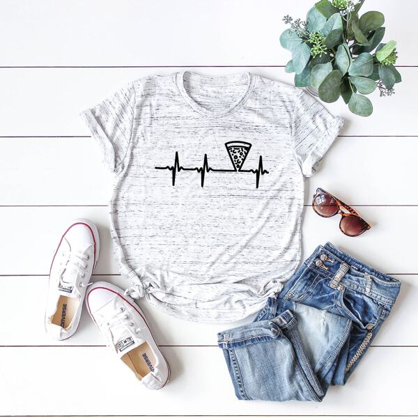 

Plus Graphic Print Tee, Light grey