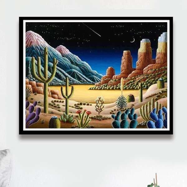 

Cactus Print DIY Diamond Painting Without Frame, Multicolor