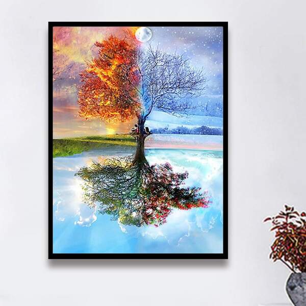 

Tree Print DIY Diamond Painting Without Frame, Multicolor