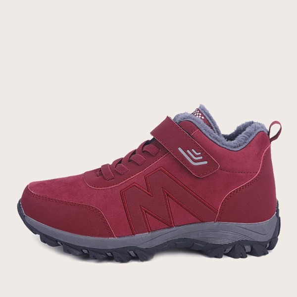 

Hook Loop Faux Fur Lined Hiking Sneakers, Red