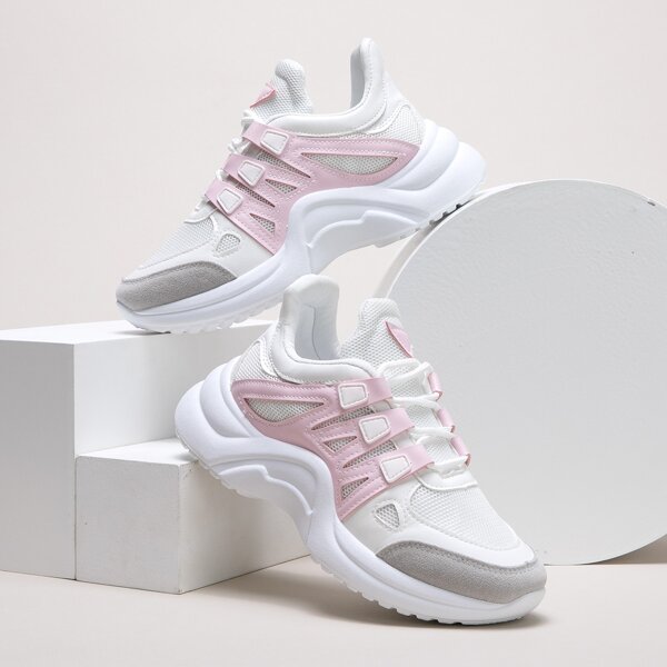 

Lace-up Front Mesh Panel Sneakers, Multicolor