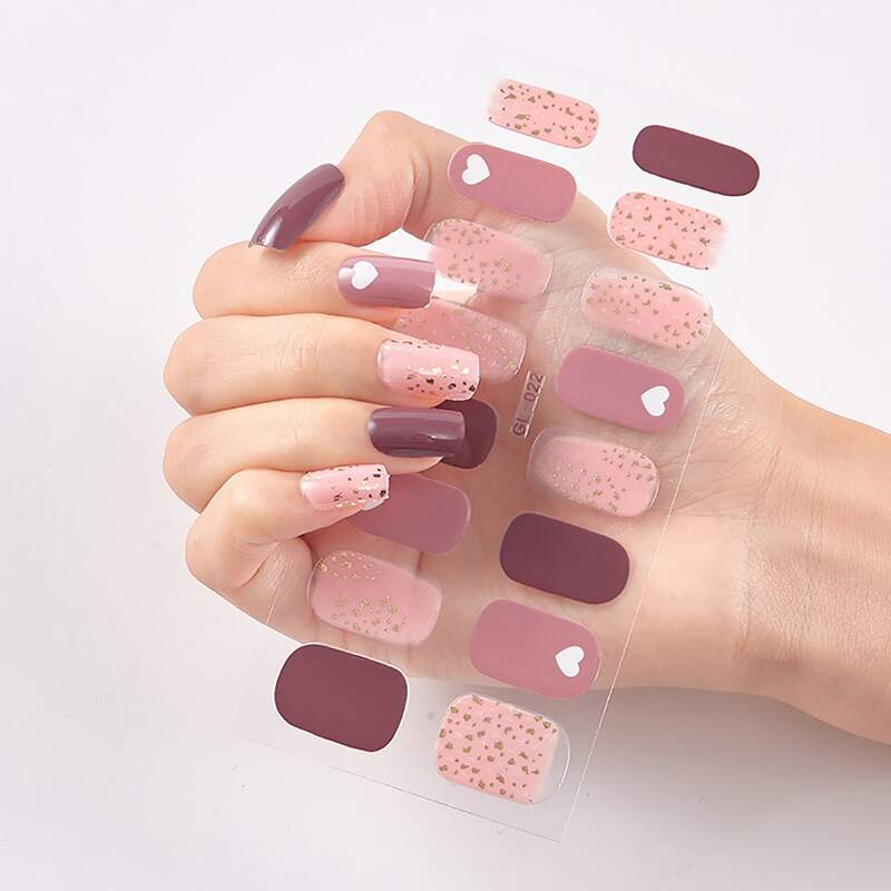 

16pcs Glitter Heart Nail Art Sticker, Multicolor