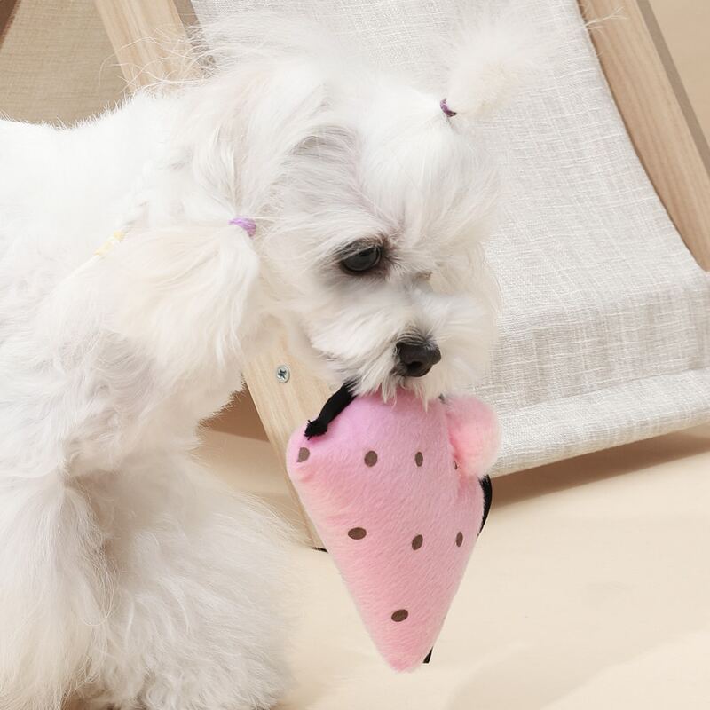 

Plush Polka Dot Wallet Shaped Dog Sound Toy, Baby pink