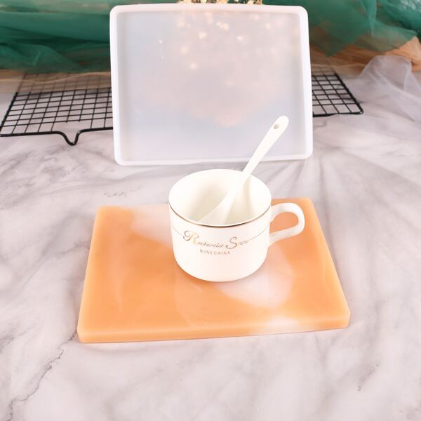 

1pc Rectangle Coaster DIY Epoxy Mold, White