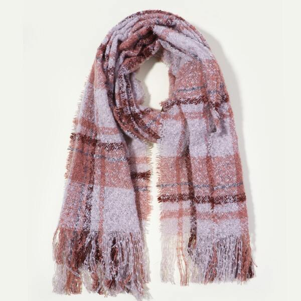 

Fringe Hem Plaid Scarf, Multicolor